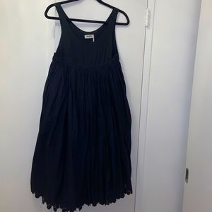 Sonia RYKIEL vintage linen lightweight maxi ankle dress full skirt S crochet